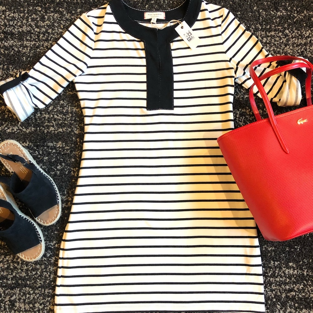 Max Studio NWT Black & White Striped Dress Medium